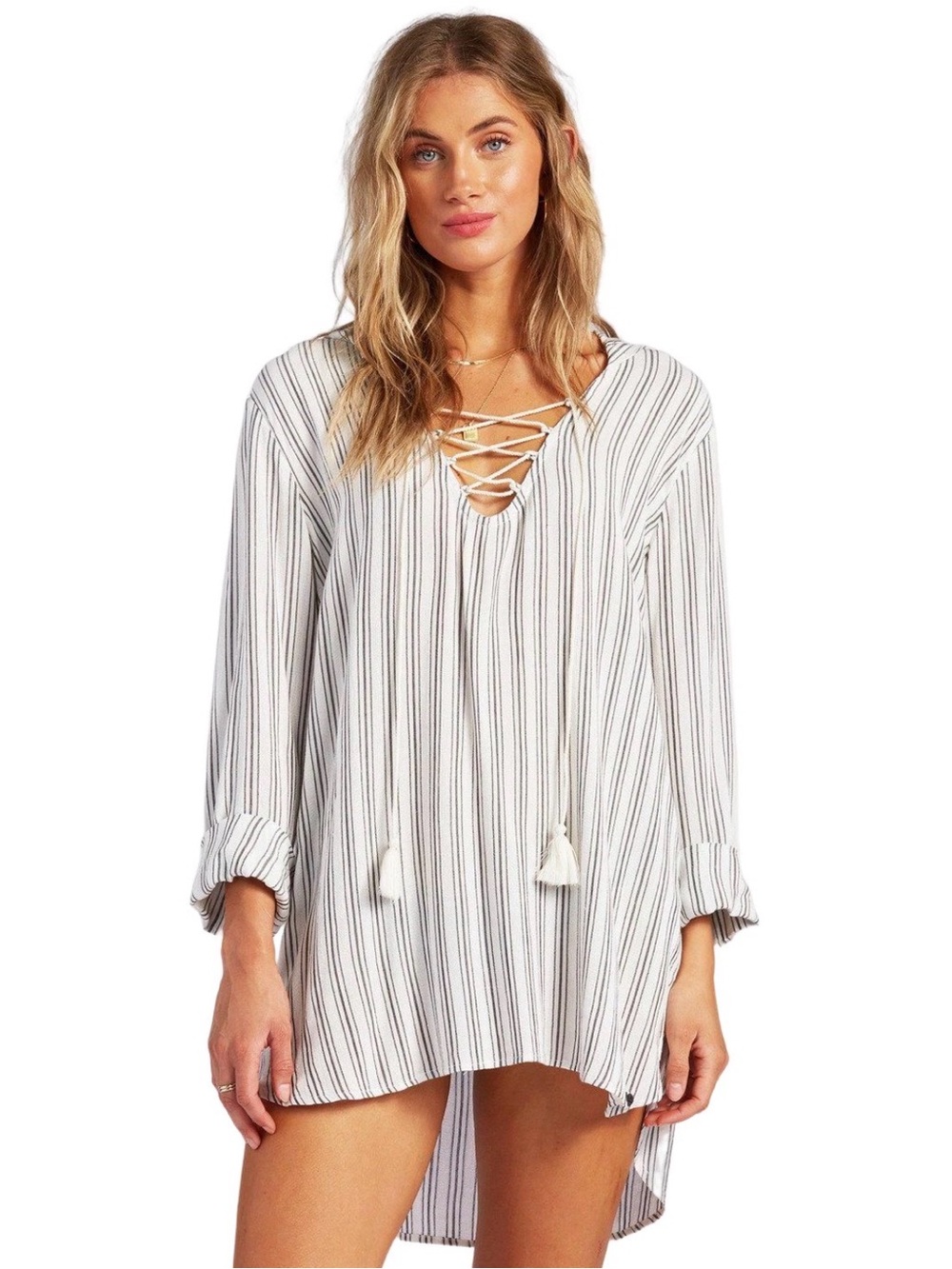 Billabong 100% Cotton Same Story Lace-Up Beach Cover-Up, Medium